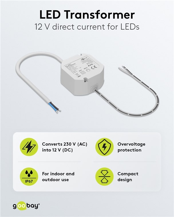 Goobay LED-transformator | 12V DC | 12W | IP67 - Afbeelding 2