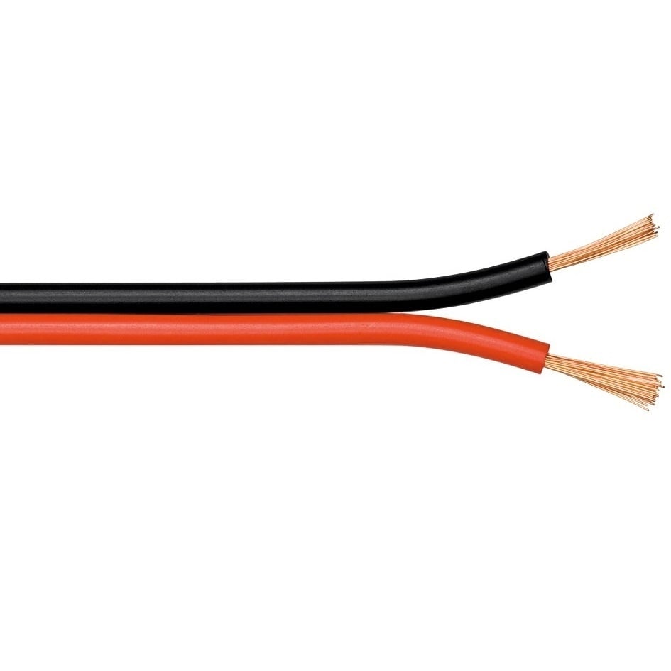 Luidspreker kabel (CCA) | 2x 1,00mm² | rood/zwart | 100 meter