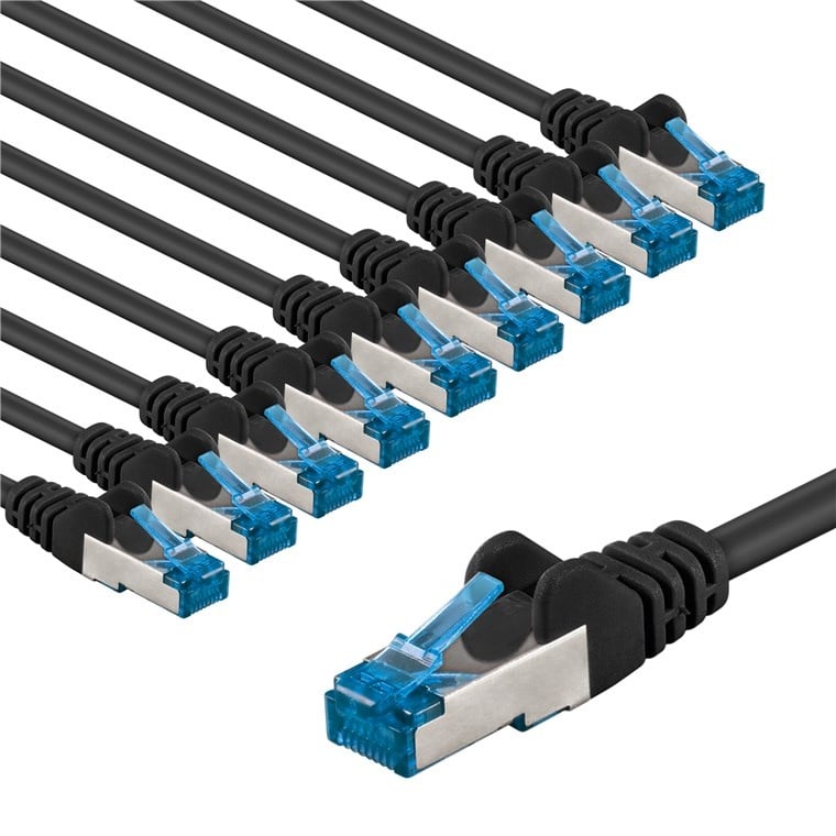 Goobay CAT 6A Patch Cable S/FTP (PiMF), 1 m, grey, Set of 10