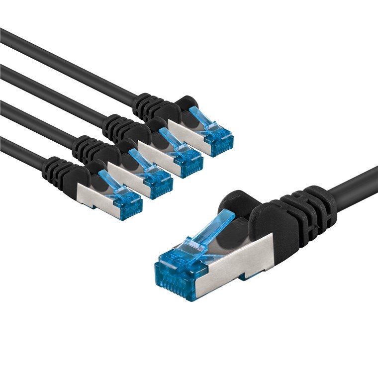 Goobay CAT 6A Patch Cable S/FTP (PiMF), 1 m, grey, Set of 5