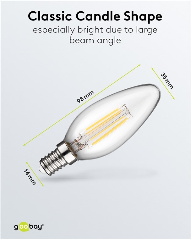 Goobay LED-filamentlamp | warm wit | E14 | C35 | 6W - Afbeelding 3