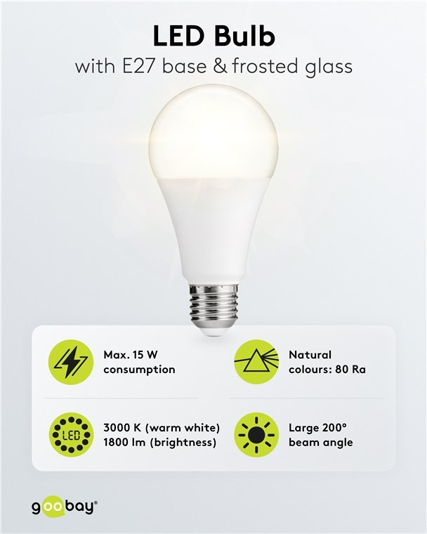 Goobay LED-lamp | warm wit | E27 | A60 | 15W - Afbeelding 2