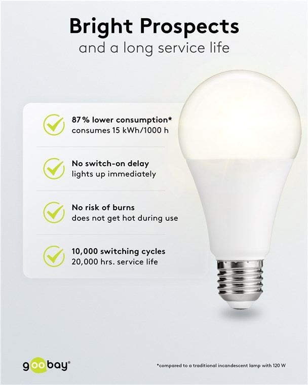 Goobay LED-lamp | warm wit | E27 | A60 | 15W - Afbeelding 4