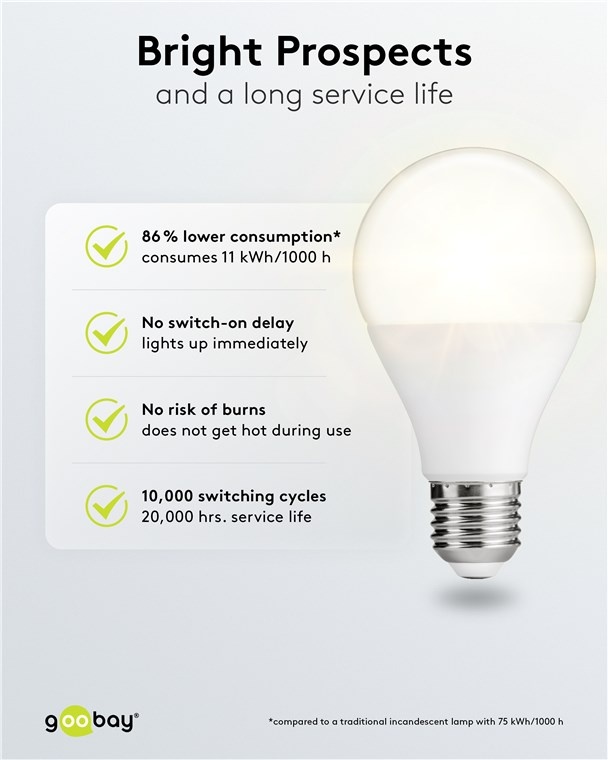 Goobay LED-lamp | warm wit | E27 | A60 | 11W - Afbeelding 4