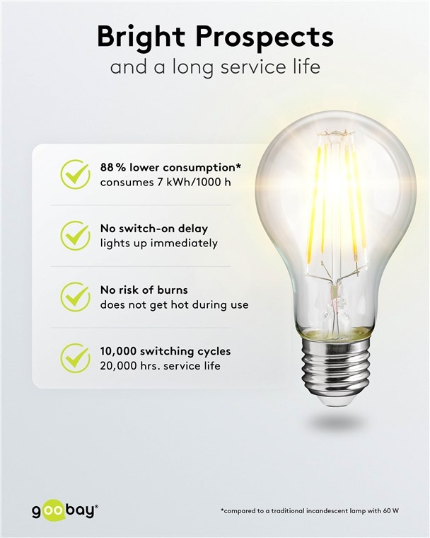 Goobay LED-filamentlamp | warm wit | E27 | A60 | 7W - Afbeelding 5