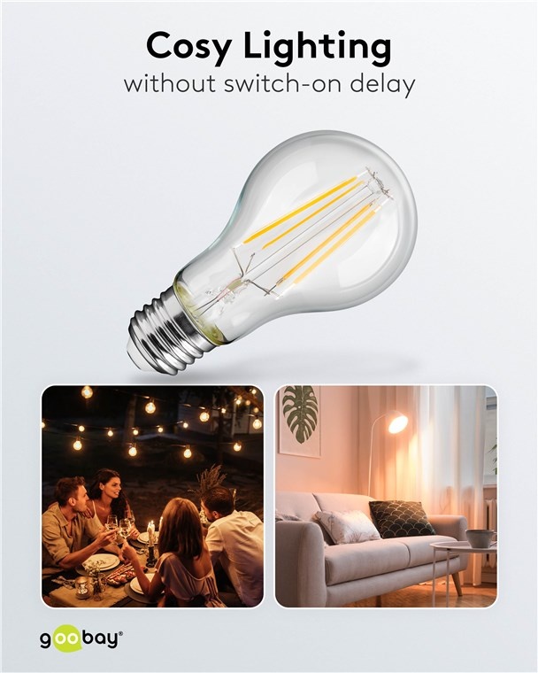 Goobay LED-filamentlamp | warm wit | E27 | A60 | 7W - Afbeelding 6