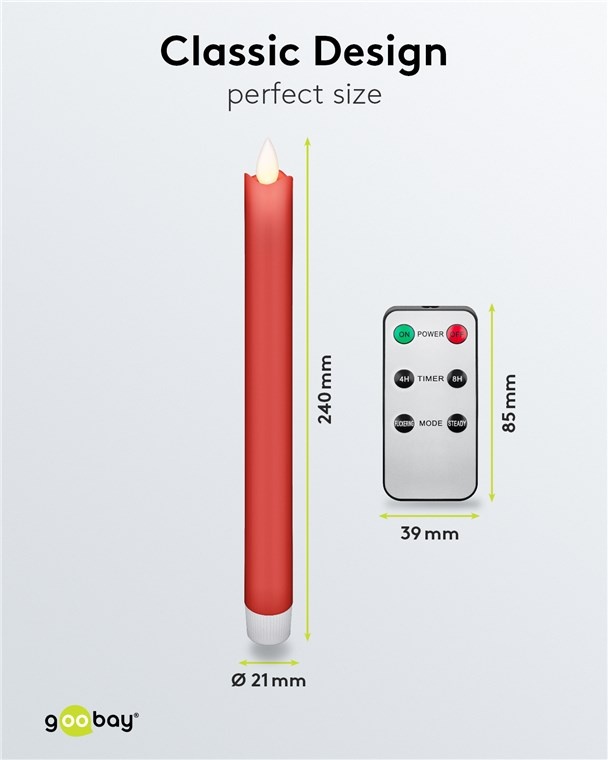 Goobay LED-kaarsenset | 5 stuks | afstandsbediening | rood | IP20 - Afbeelding 3