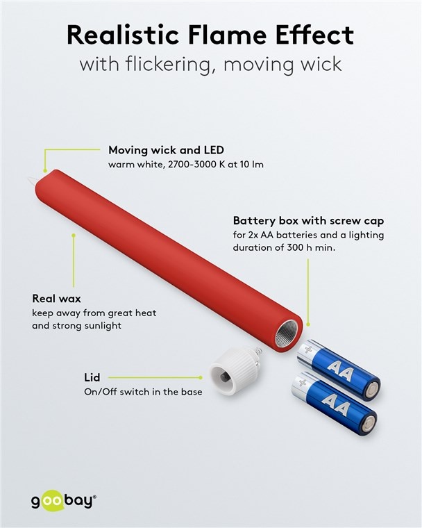 Goobay LED-kaarsenset | 5 stuks | afstandsbediening | rood | IP20 - Afbeelding 4