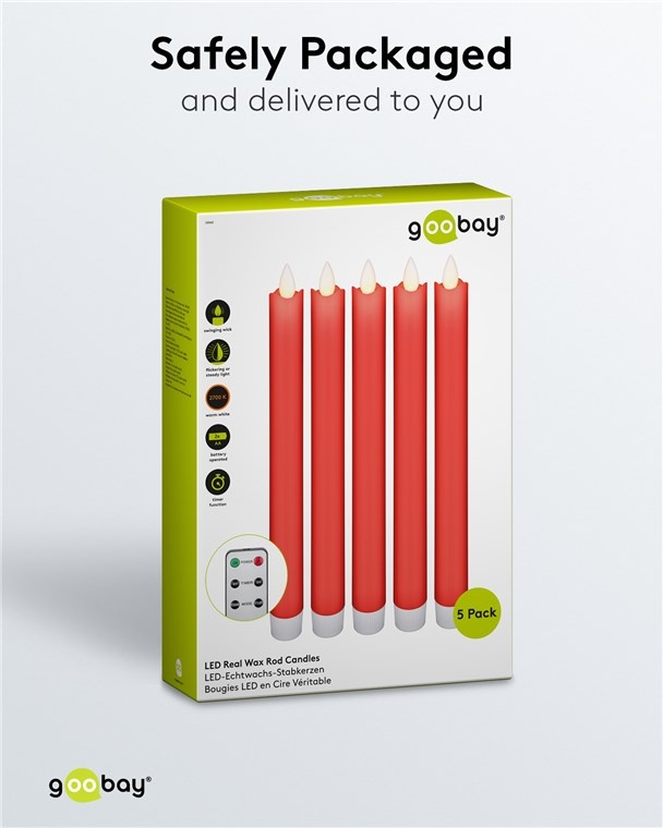 Goobay LED-kaarsenset | 5 stuks | afstandsbediening | rood | IP20 - Afbeelding 6