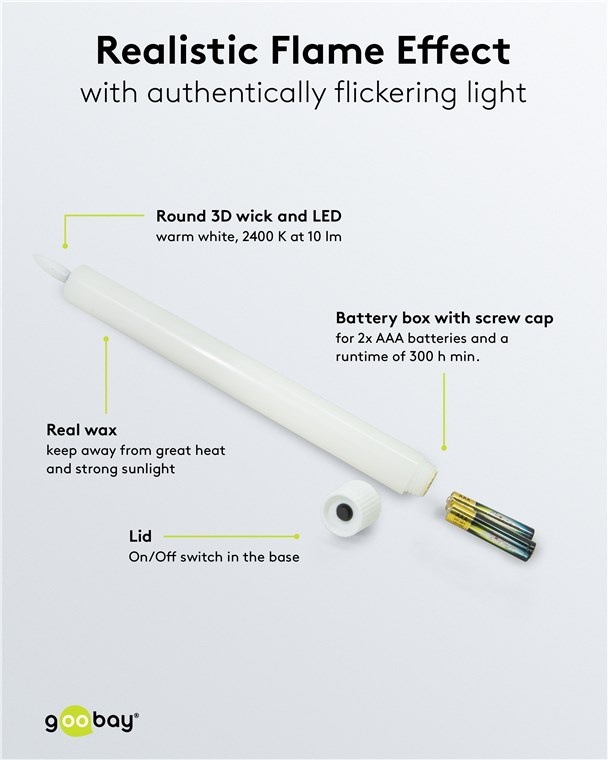 Goobay LED-kaarsenset | 5 stuks | afstandsbediening | wit | IP20 - Afbeelding 4