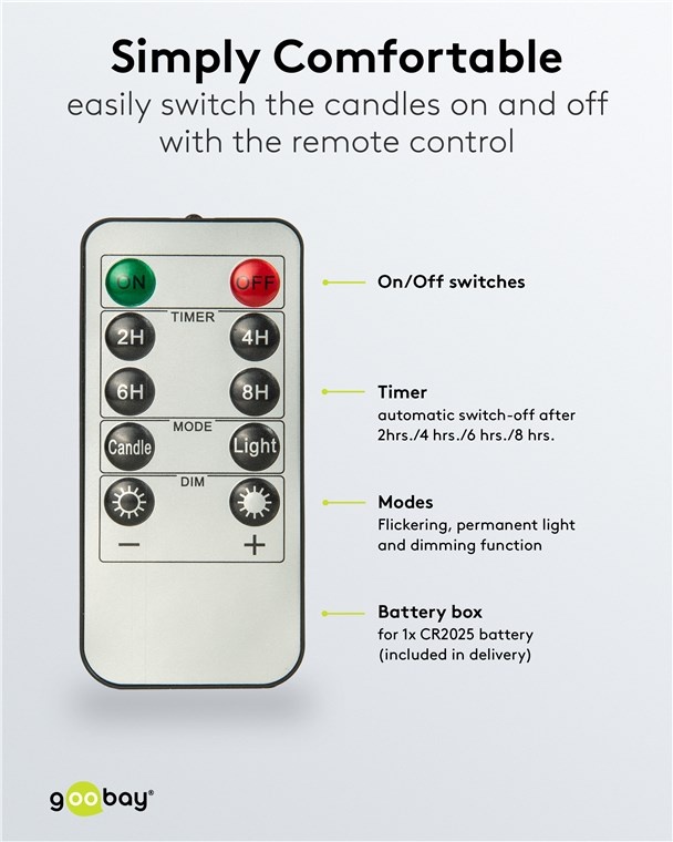 Goobay LED-kaarsenset | 5 stuks | afstandsbediening | wit | IP20 - Afbeelding 5