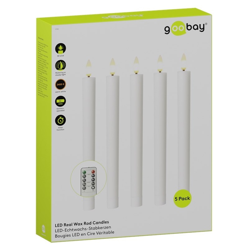 Goobay LED-kaarsenset | 5 stuks | afstandsbediening | wit | IP20 - Afbeelding 8