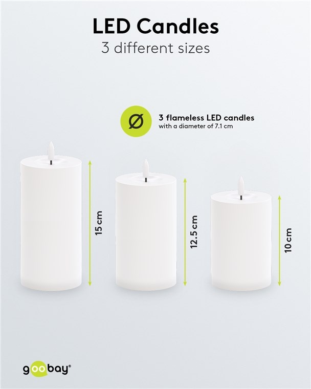 Goobay LED-kaarsenset | 3 stuks | afstandsbediening | wit | IP44 - Afbeelding 3
