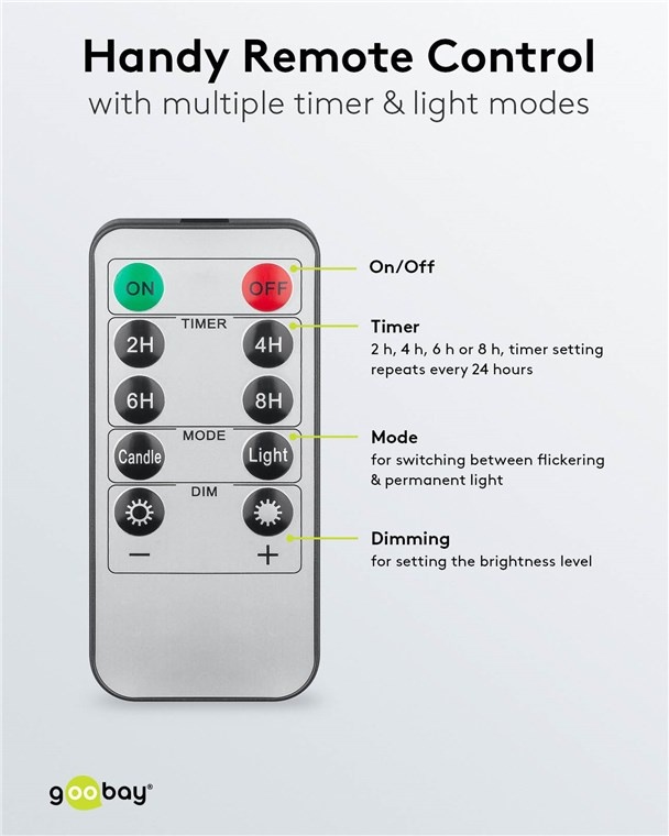 Goobay LED-kaarsenset | 3 stuks | afstandsbediening | wit | IP44 - Afbeelding 4