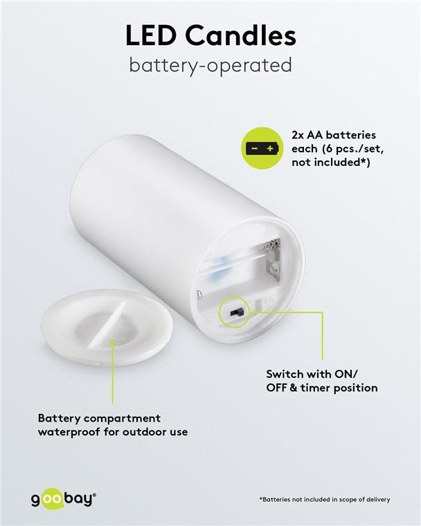 Goobay LED-kaarsenset | 3 stuks | afstandsbediening | wit | IP44 - Afbeelding 6