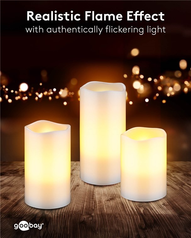 Goobay LED-kaarsenset | 3 stuks | afstandsbediening | wit | IP20 - Afbeelding 3