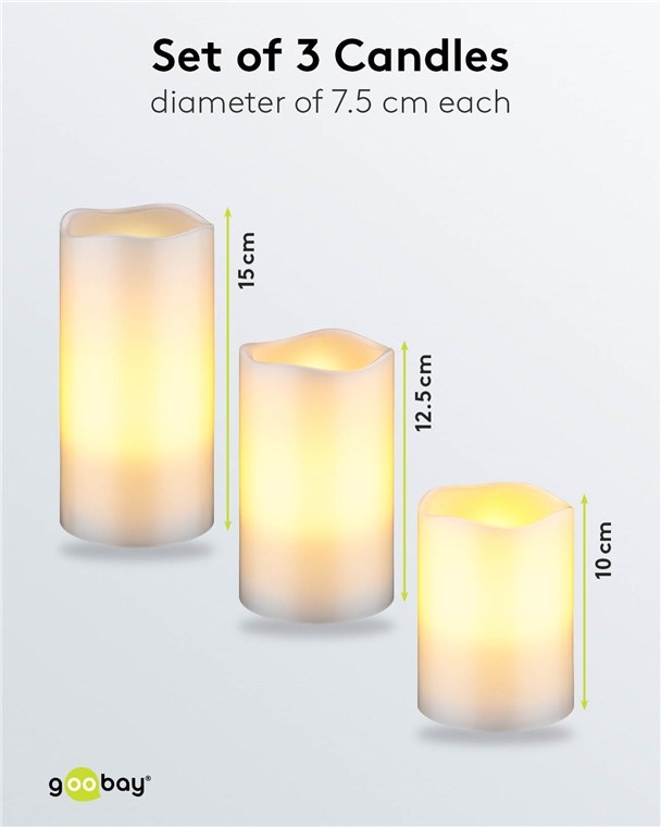 Goobay LED-kaarsenset | 3 stuks | afstandsbediening | wit | IP20 - Afbeelding 4