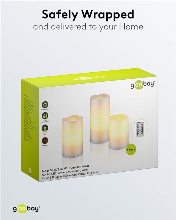 Goobay LED-kaarsenset | 3 stuks | afstandsbediening | wit | IP20 - Afbeelding 9