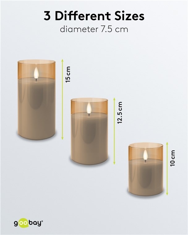 Goobay glazen LED-kaarsenset | 3 stuks | timerfunctie | goud | IP20 - Afbeelding 3