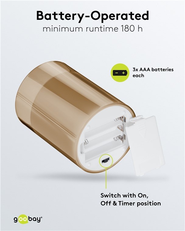 Goobay glazen LED-kaarsenset | 3 stuks | timerfunctie | goud | IP20 - Afbeelding 4