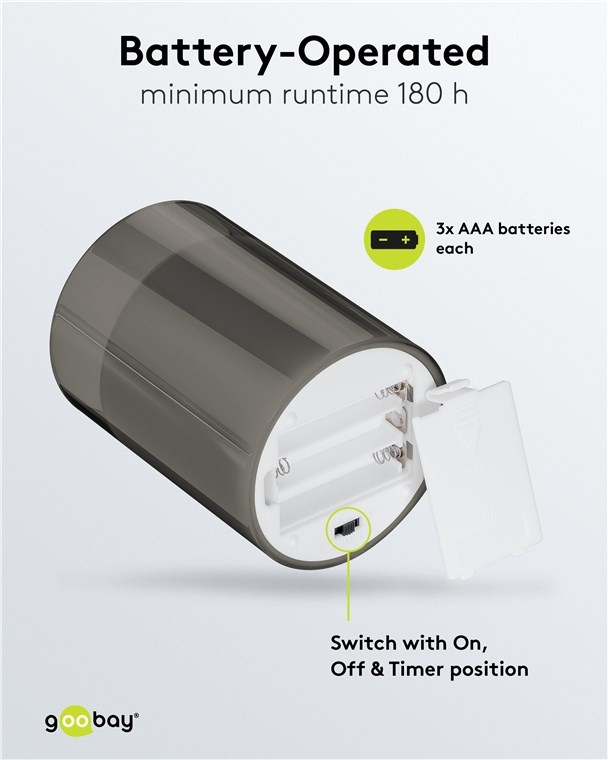 Goobay glazen LED-kaarsenset | 3 stuks | timerfunctie | grijs | IP20 - Afbeelding 4
