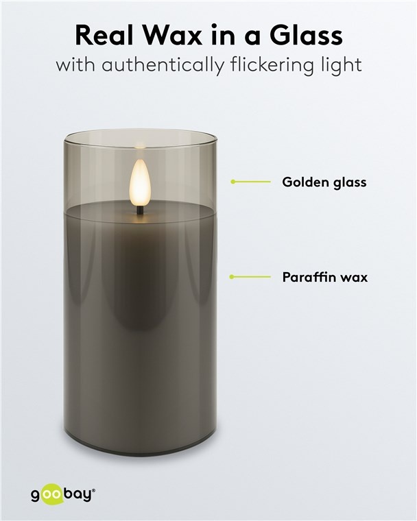 Goobay glazen LED-kaarsenset | 3 stuks | timerfunctie | grijs | IP20 - Afbeelding 5