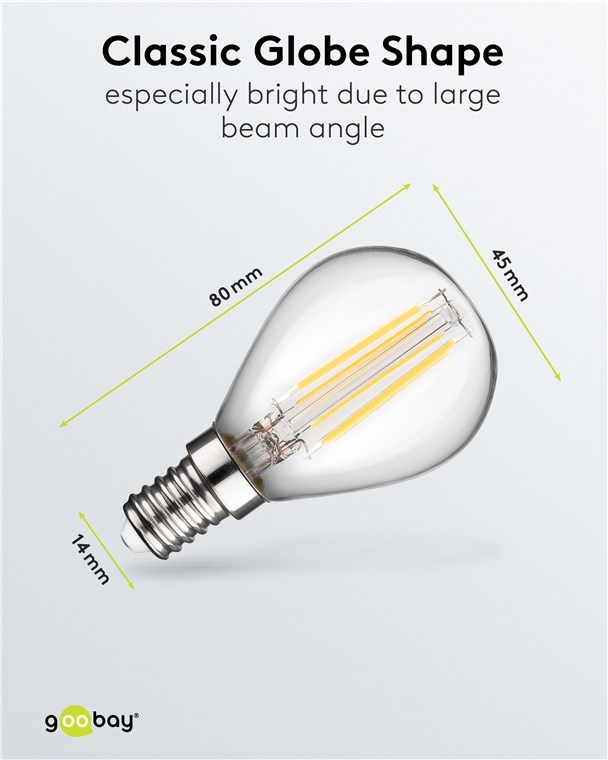 Goobay LED-filamentlamp | warm wit | E14 | G45 | 4W - Afbeelding 3