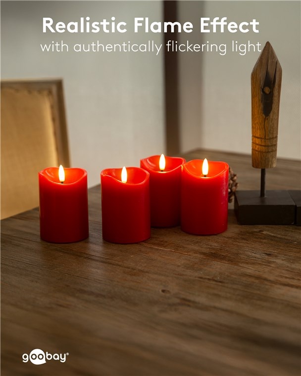Goobay LED-kaarsenset | 4 stuks | 10 cm | timerfunctie | rood | IP20 - Afbeelding 3