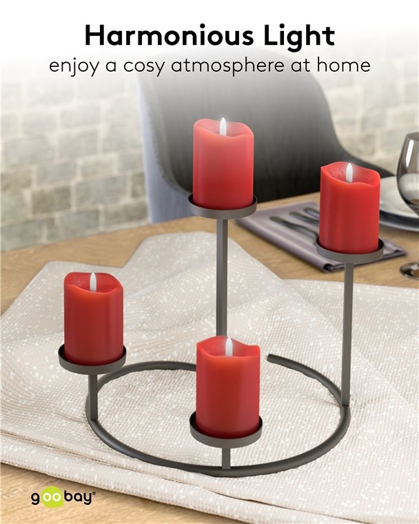 Goobay LED-kaarsenset | 4 stuks | 10 cm | timerfunctie | rood | IP20 - Afbeelding 7