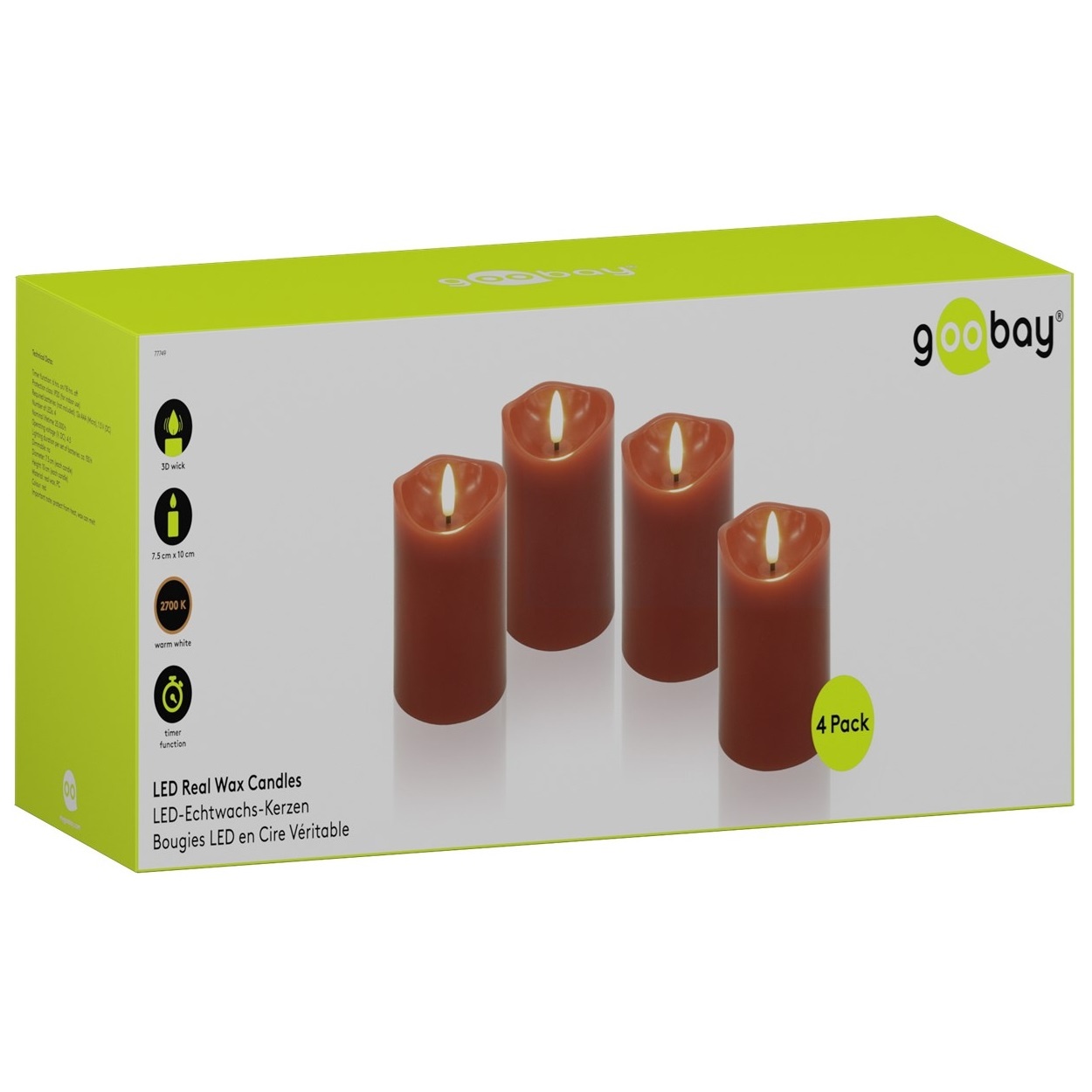 Goobay LED-kaarsenset | 4 stuks | 10 cm | timerfunctie | rood | IP20 - Afbeelding 8