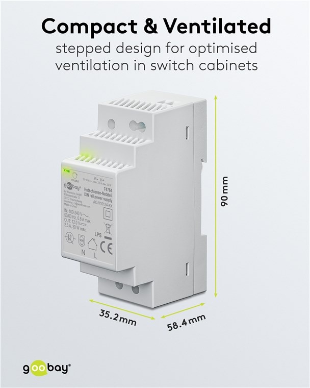 Goobay LED-transformator voor DIN-rail | 12V DC | 30W | IP20 - Afbeelding 3