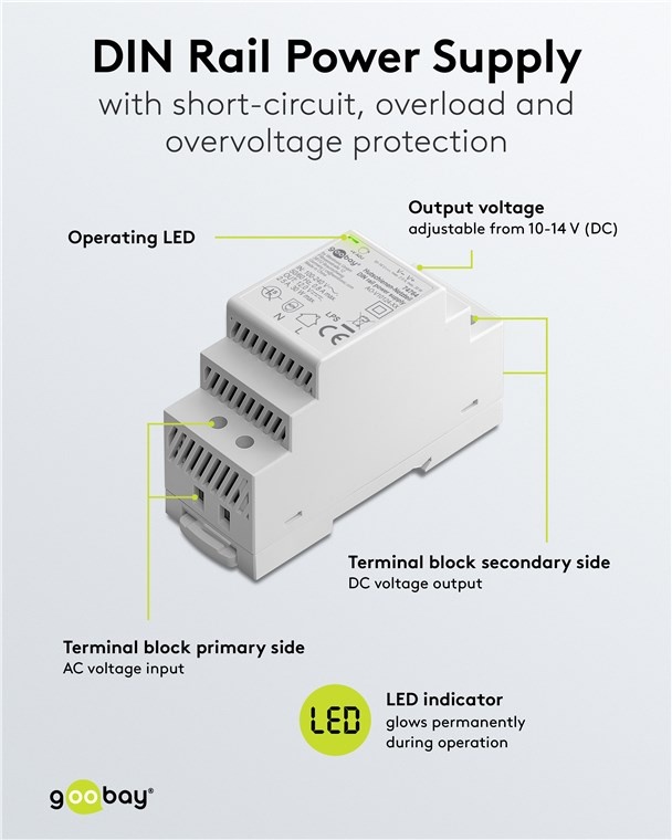 Goobay LED-transformator voor DIN-rail | 12V DC | 30W | IP20 - Afbeelding 4
