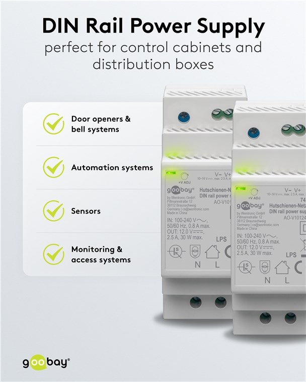 Goobay LED-transformator voor DIN-rail | 12V DC | 30W | IP20 - Afbeelding 8