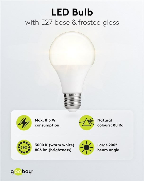 Goobay LED-lamp | warm wit | E27 | A60 | 8,5W - Afbeelding 2