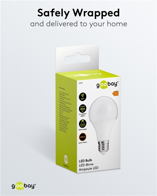 Goobay LED-lamp | warm wit | E27 | A60 | 8,5W - Afbeelding 7