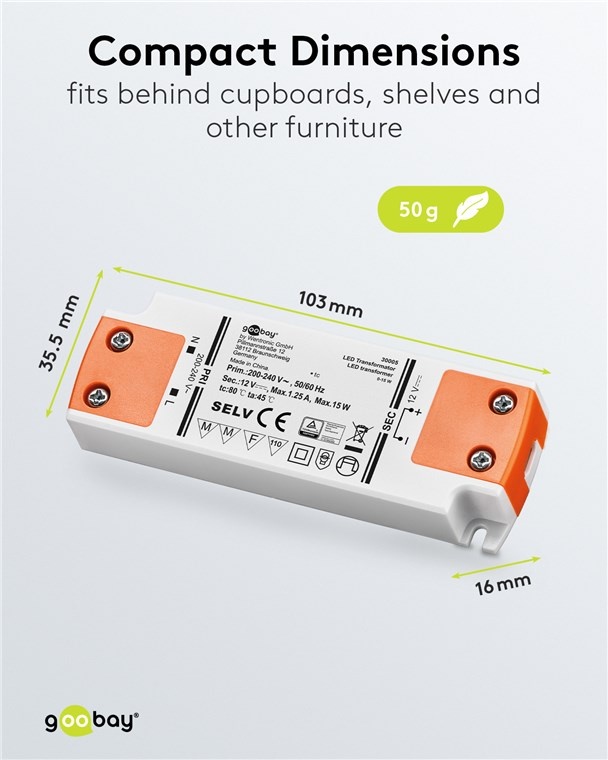 Goobay LED-transformator | 12V DC | 15W | IP20 - Afbeelding 4