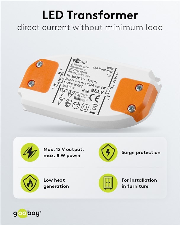 Goobay LED-transformator | 12V DC | 8W | IP20 - Afbeelding 2