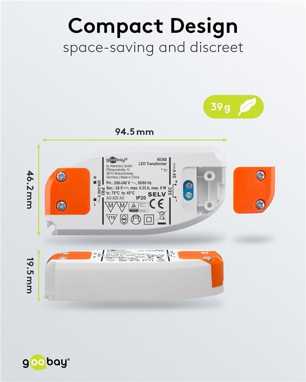 Goobay LED-transformator | 12V DC | 8W | IP20 - Afbeelding 3