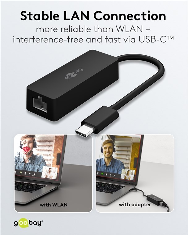 Goobay USB-C naar RJ45 LAN adapter | USB3.0 | CAT6 | zwart | 0,10 meter - Afbeelding 6