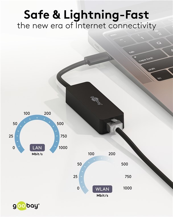 Goobay USB-C naar RJ45 LAN adapter | USB3.0 | CAT6 | zwart | 0,10 meter - Afbeelding 7