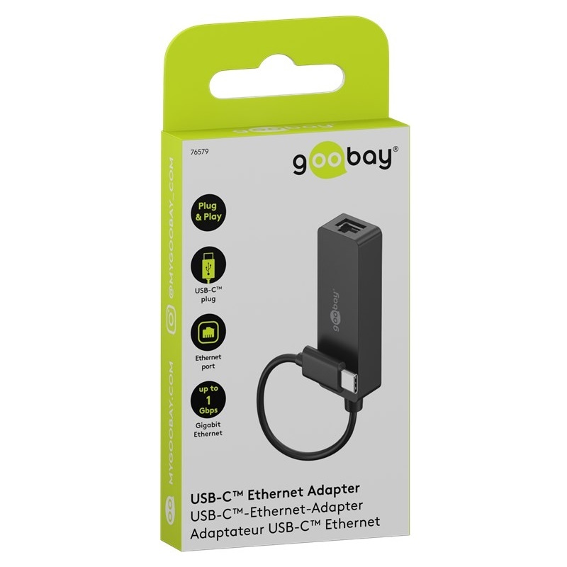 Goobay USB-C naar RJ45 LAN adapter | USB3.0 | CAT6 | zwart | 0,10 meter - Afbeelding 9