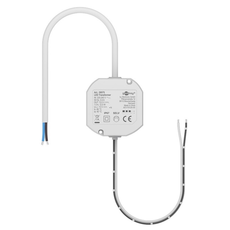Goobay LED-transformator | 12V DC | 12W | IP67