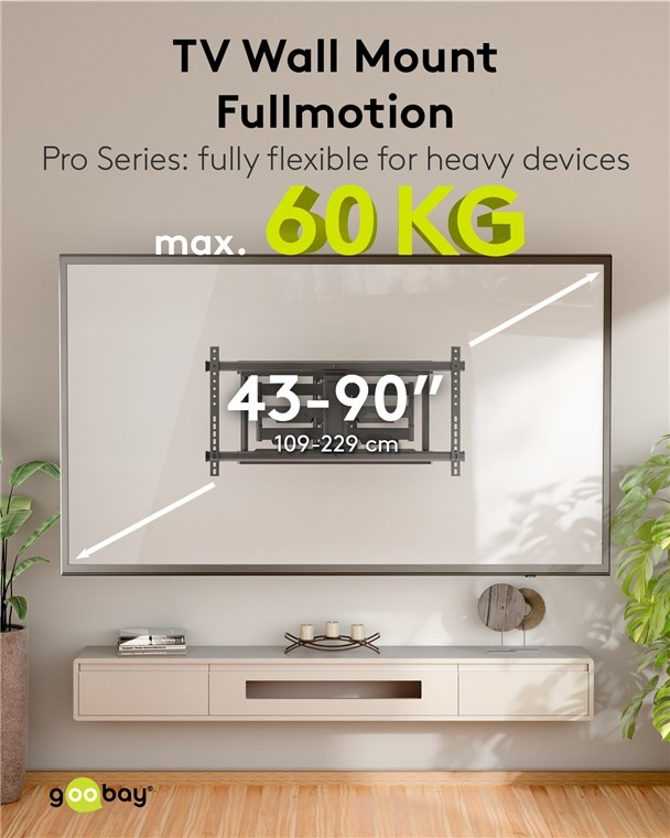 Goobay Pro TV-muurbeugel | tot 90 inch | full motion | lang - Afbeelding 2