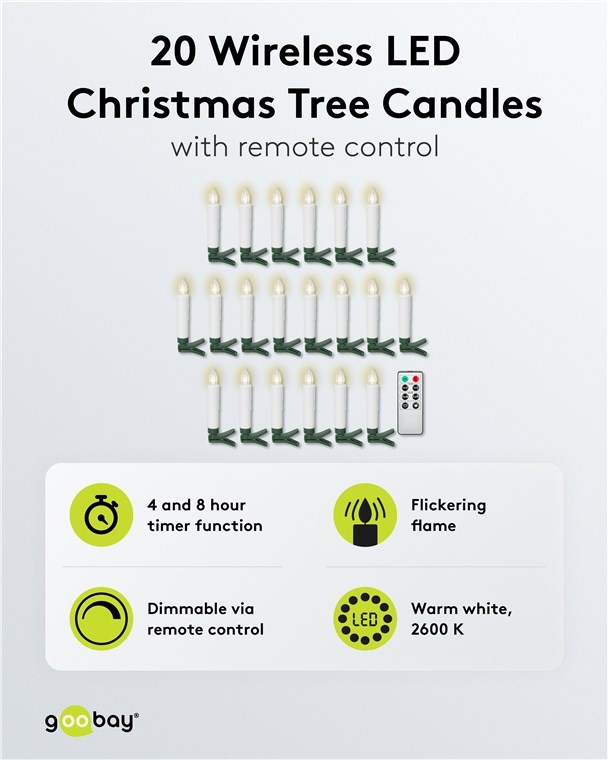 Goobay 20 Wireless LED Christmas Tree Candles - Afbeelding 2