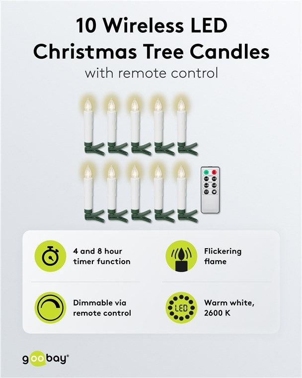 Goobay 10 Wireless LED Christmas Tree Candles - Afbeelding 2