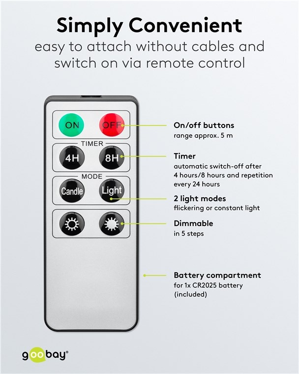 Goobay 10 Wireless LED Christmas Tree Candles - Afbeelding 5