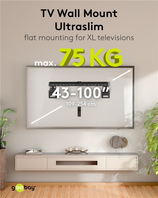 Goobay TV-muurbeugel | tot 100 inch | vast | ultraslim - Afbeelding 2