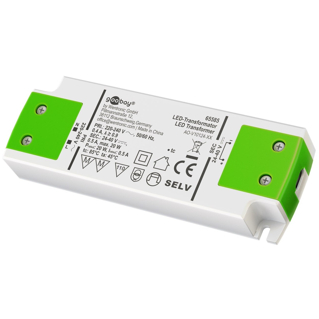 Goobay LED-transformator | 24-40V DC | 12-20W | IP20