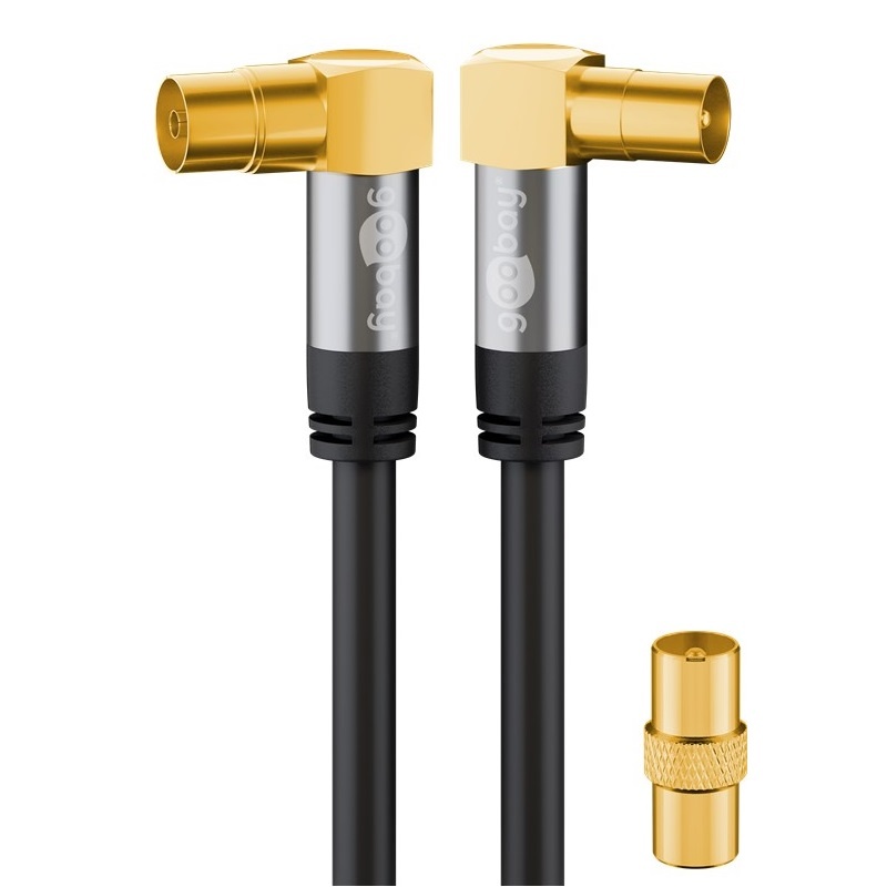 Goobay IEC (m) - IEC (v/m) coaxkabel | haaks | verguld