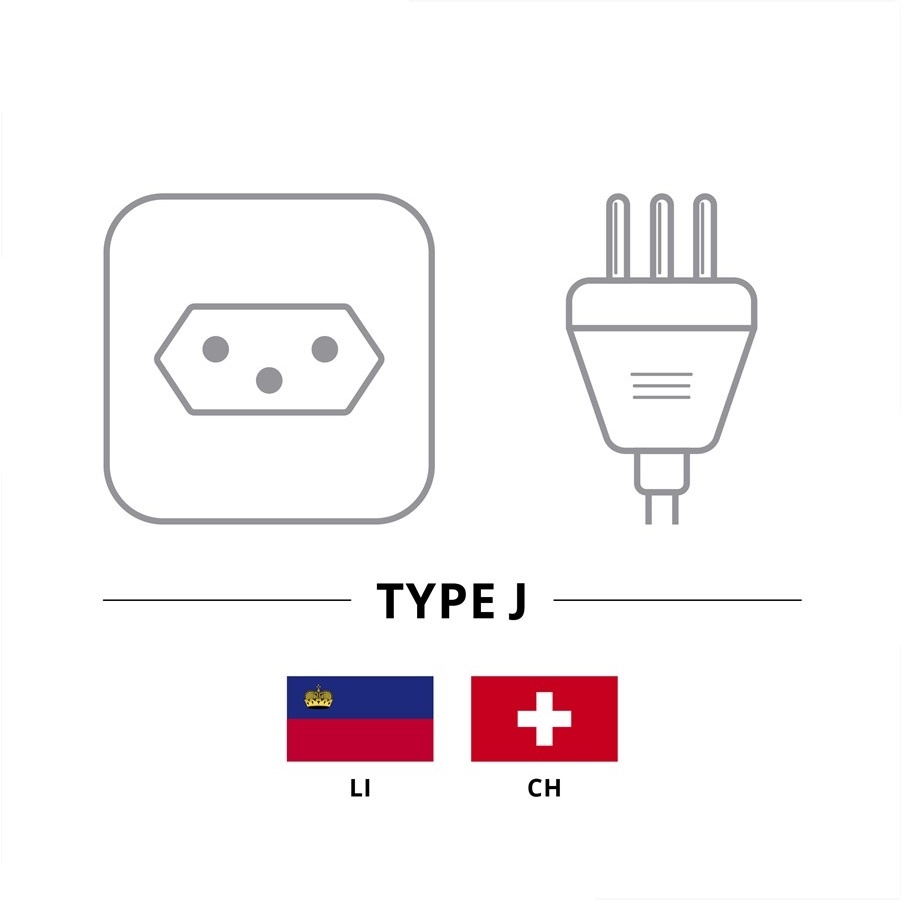 C5 (recht) - Type J / Zwitserland (recht) stroomkabel | 3x 0,75mm | zwart | 1,8 meter - Afbeelding 3